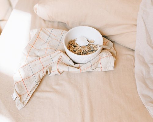 healthy morning routine breakfast with natural light